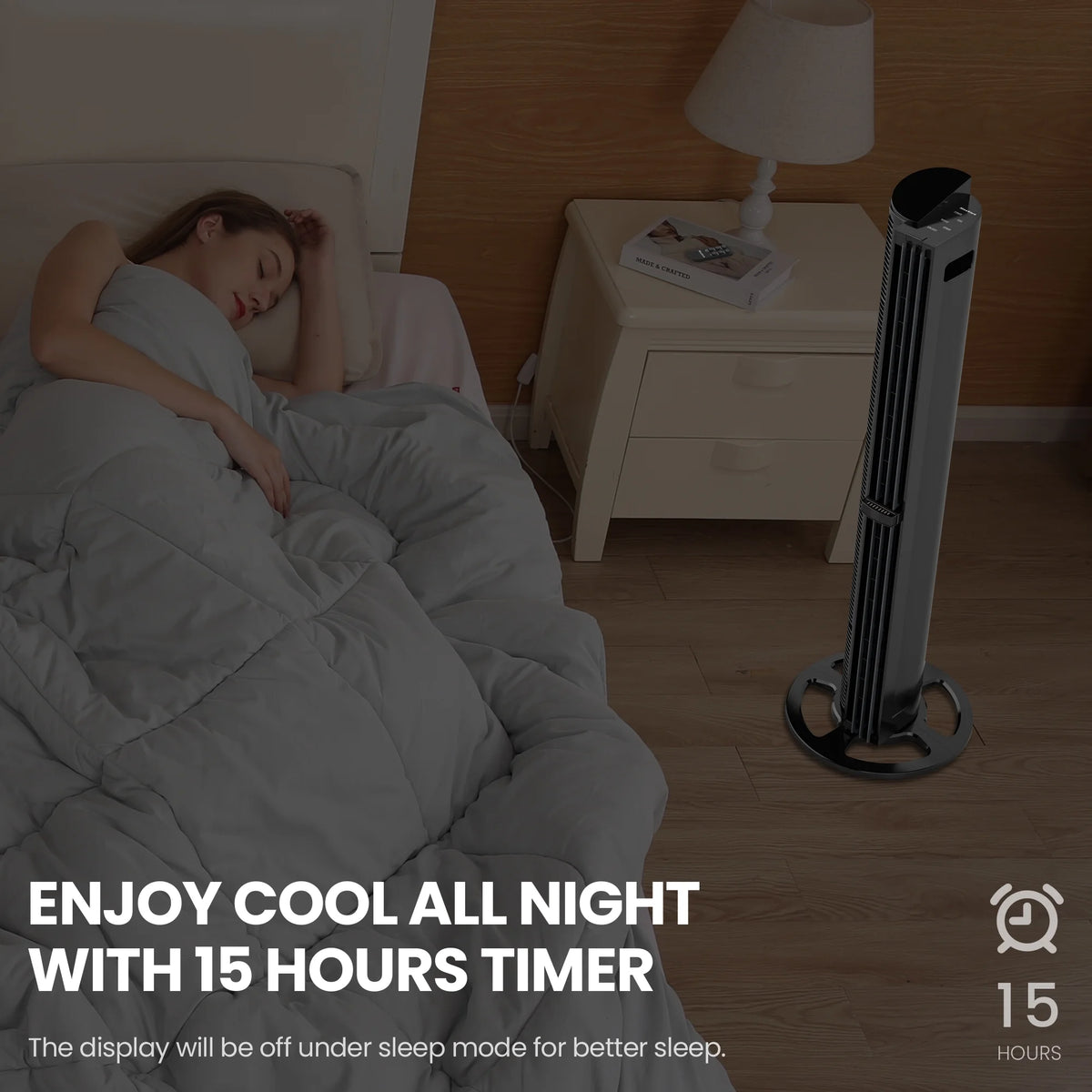 40in Tower Fan with Remote Control, 6 Speeds, 3 Wind Modes, Black R76867