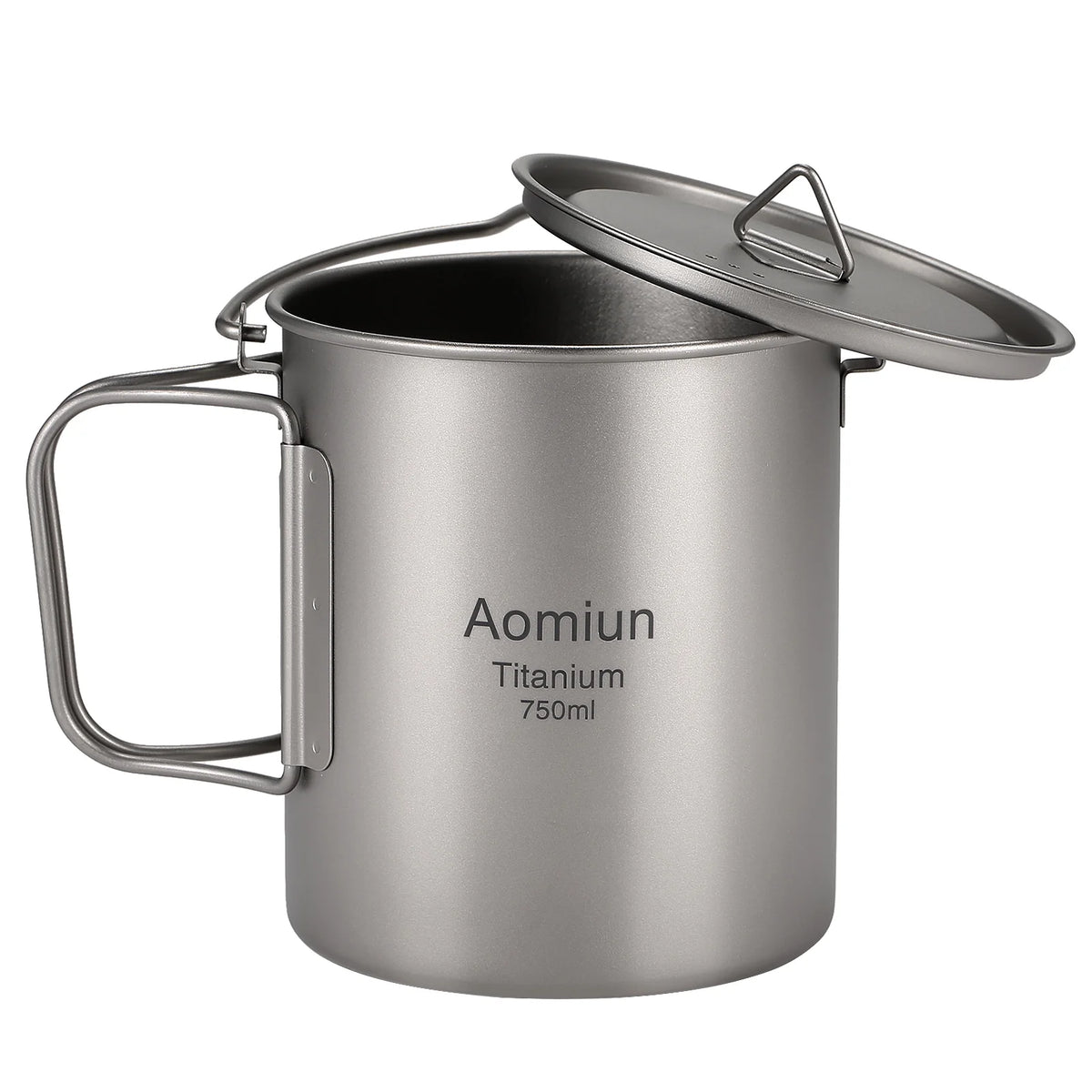 750ml Titanium Pot with Lid and Foldable Handle U8206
