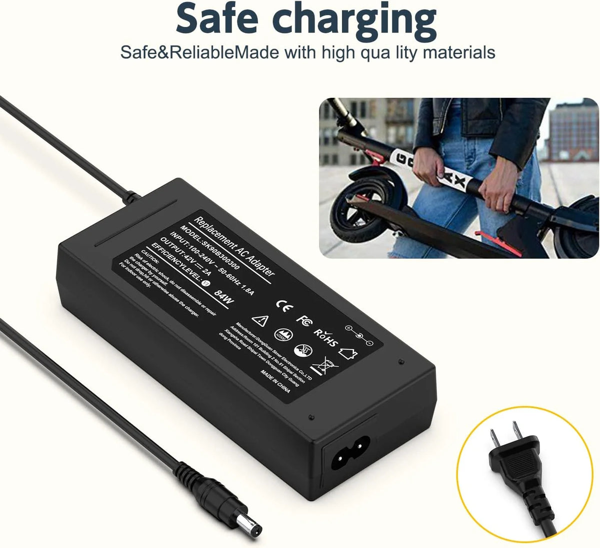 42V Charger for Swagtron Swagcycle EB Series Electric Bike H470