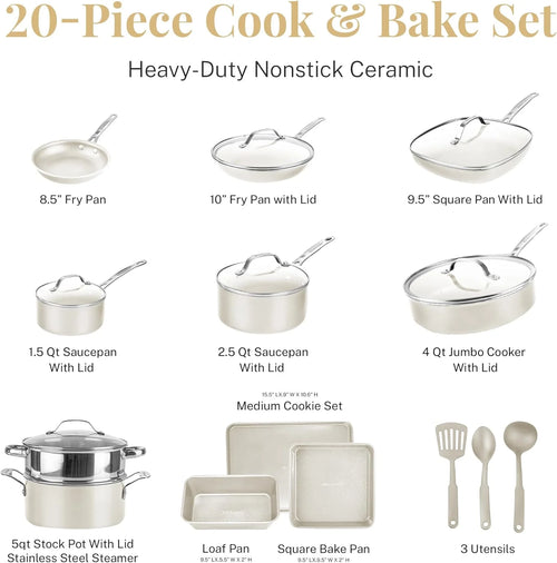 20 Pcs Nonstick Ceramic Cookware Set M53565