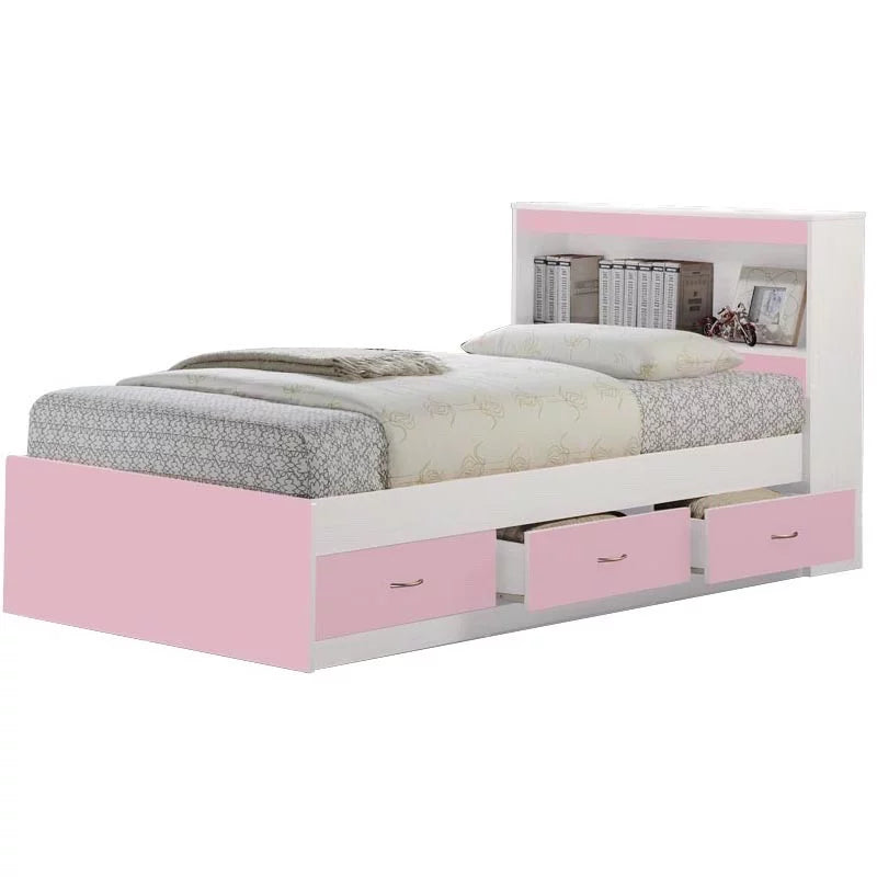 Black Twin-Size Captain Bed with 3 Drawers and Headboard I425