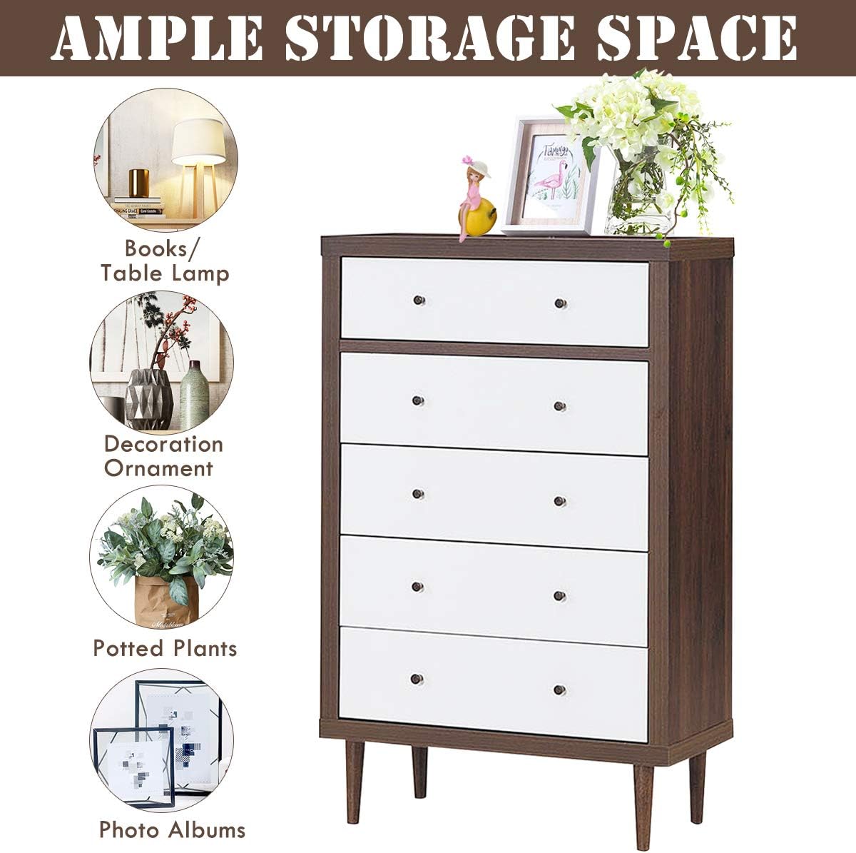 Antique-Style Wooden Drawer Dresser Storage Cabinet L886234