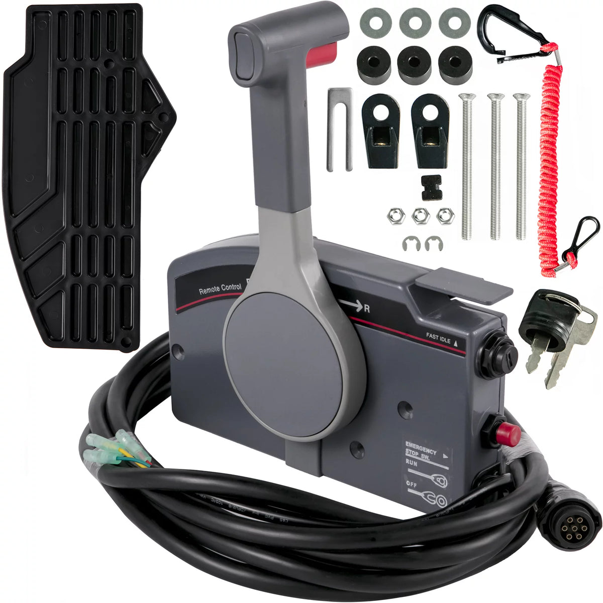 Boat Throttle Control Box with Safety Lanyard and Key Switch U628