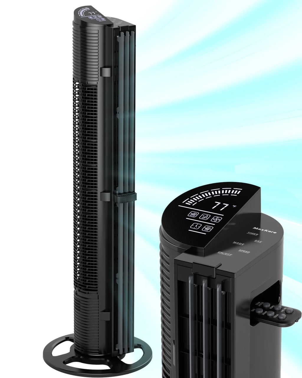 40in Tower Fan with Remote Control, 6 Speeds, 3 Wind Modes, Black R76867