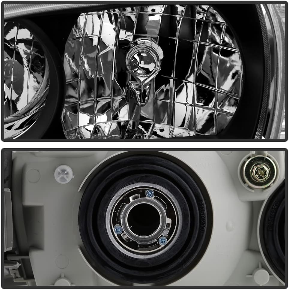 Black Housing Headlights Headlamps with Corner Signal Lamps Pair Set C700697