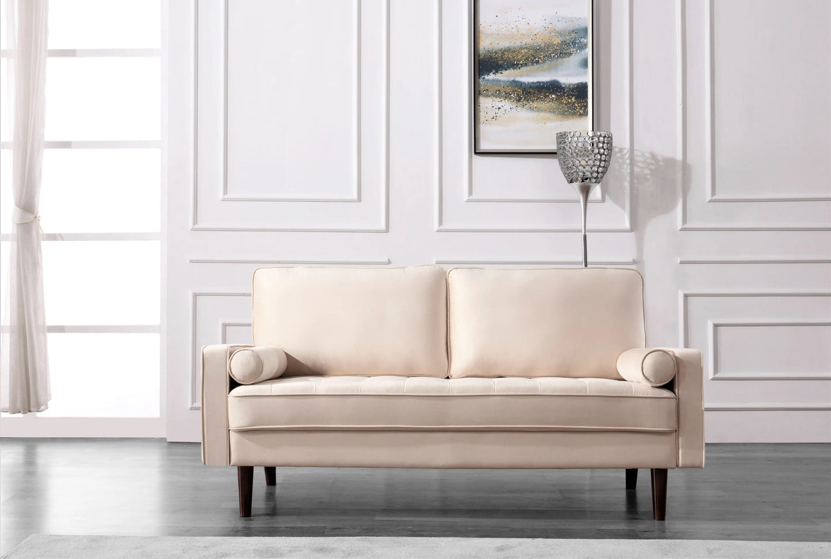 Beige Velvet Sofa Loveseat 2Pcs Set V684128
