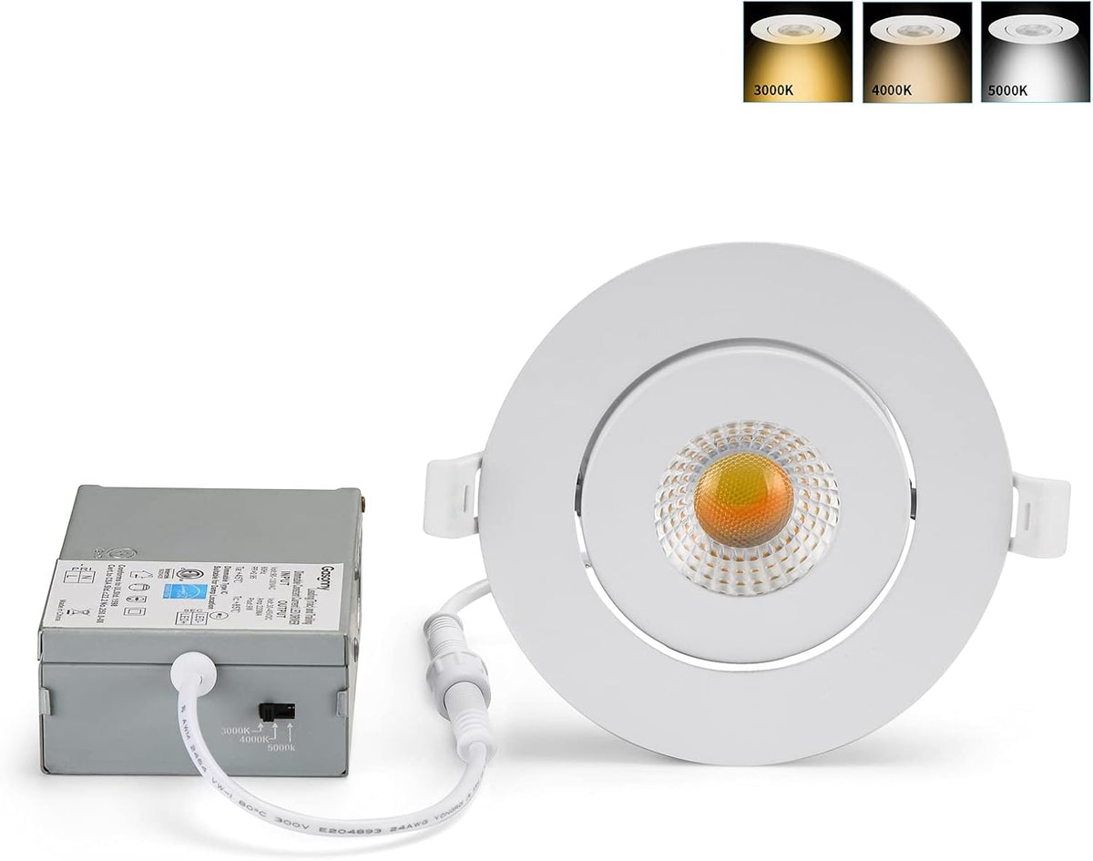 4 Inch Ultra-Thin Adjustable LED Recessed Lighting with Junction Box, 9 Watts 750lm Dimmable, 4pack N940