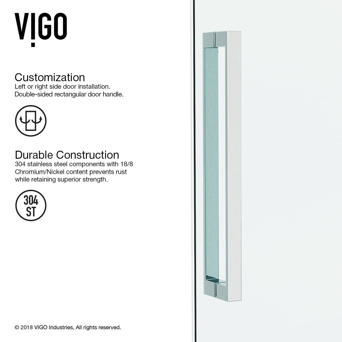 Chrome Adjustable Frameless Hinged Shower Door, 74x22H O156