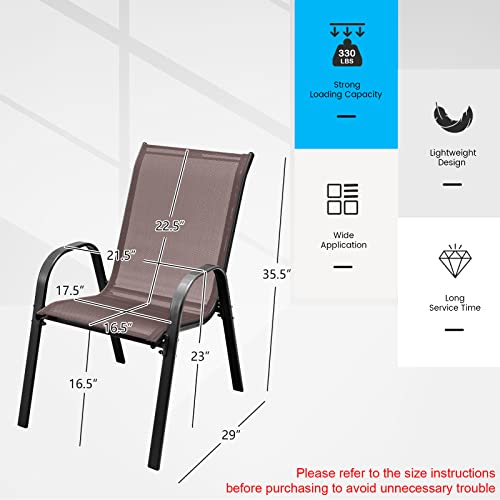 4 Pieces Stackable All Weather Patio Dining Chairs Set with Armrests A431707