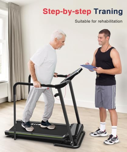 Foldable Walking Treadmill with Long Handrail, LCD Display, 300 lbs Capacity J538810