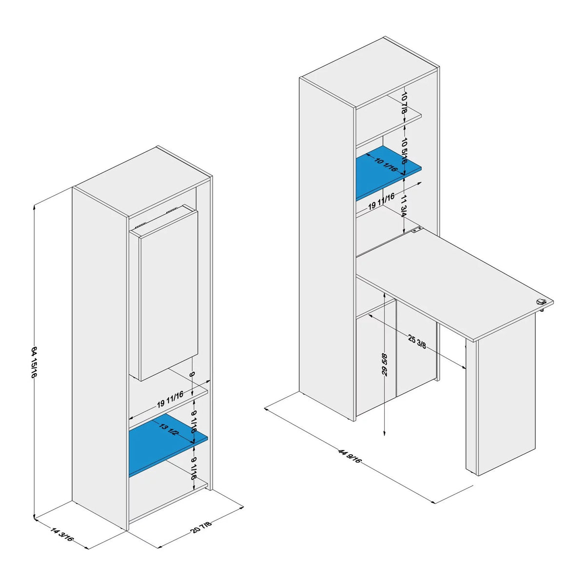 Modern Cabinet with Desk and Shelves, White F28400