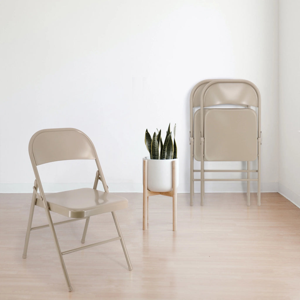 Beige Metal Folding Dinner Chairs E288