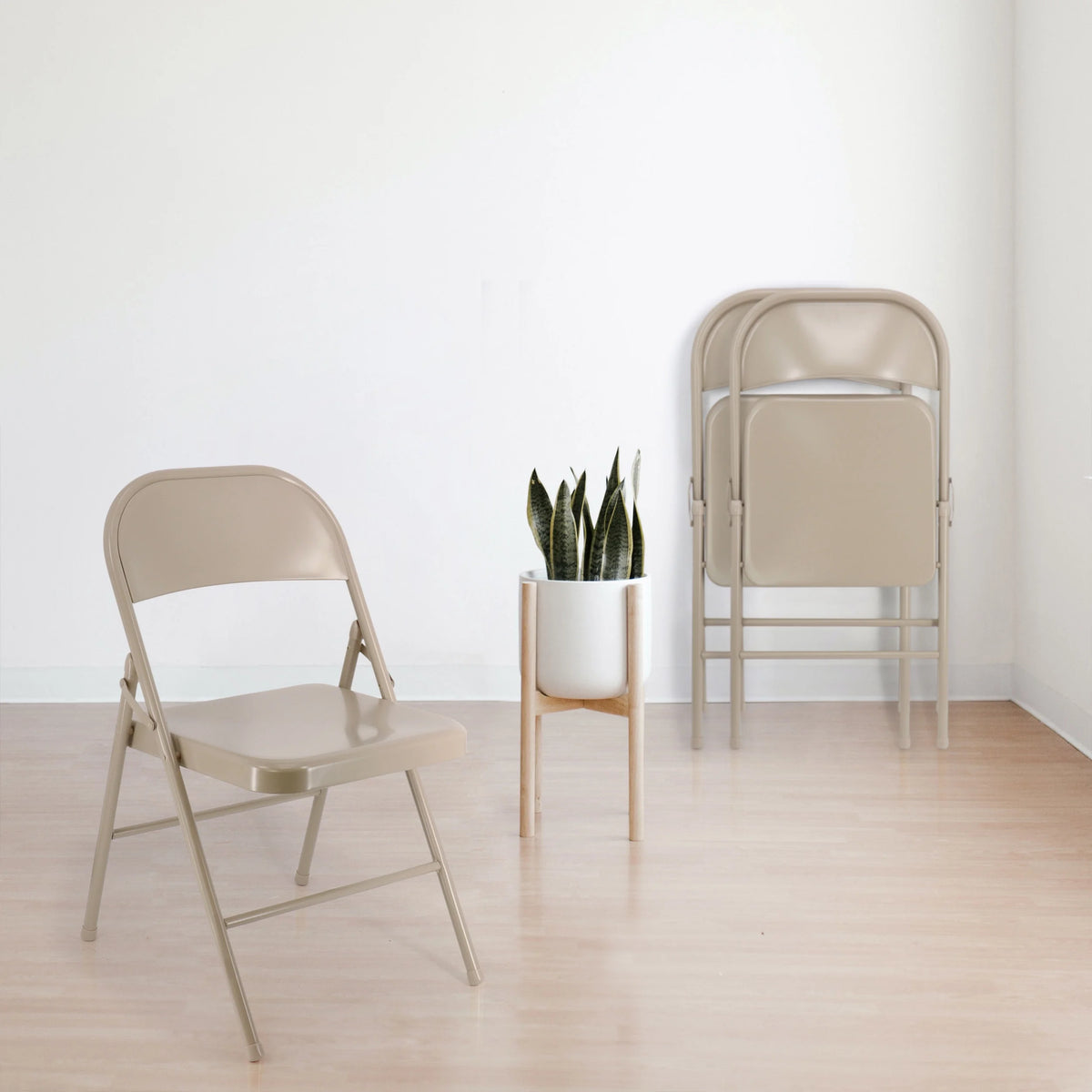 Beige Metal Folding Dinner Chairs E288