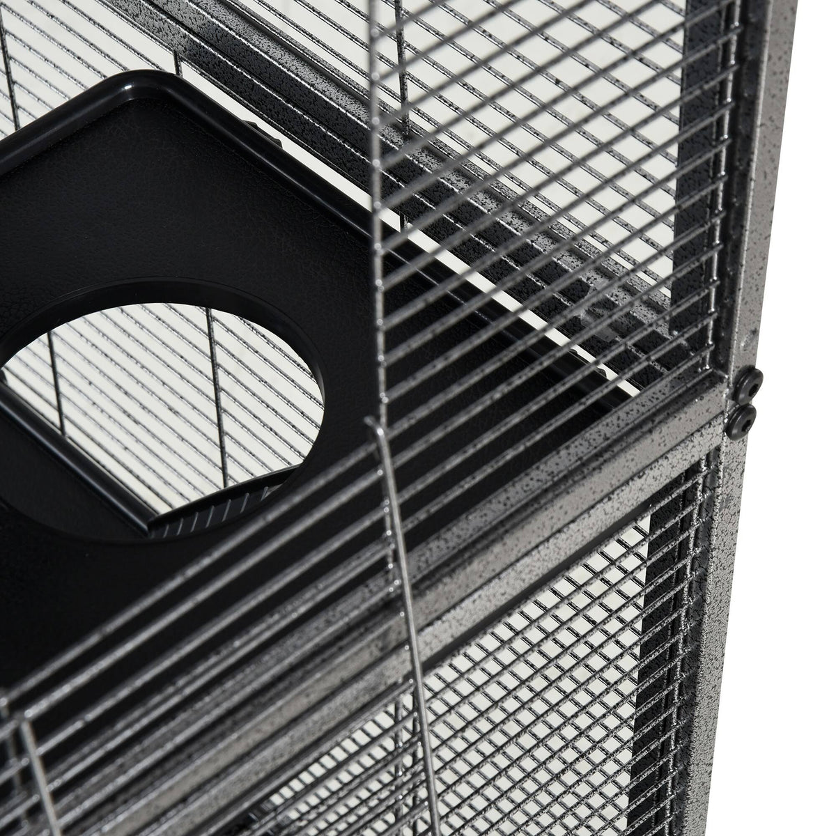 Rolling Small Animal Cage with 4 Platforms and Removable Tray Silver Grey G28123