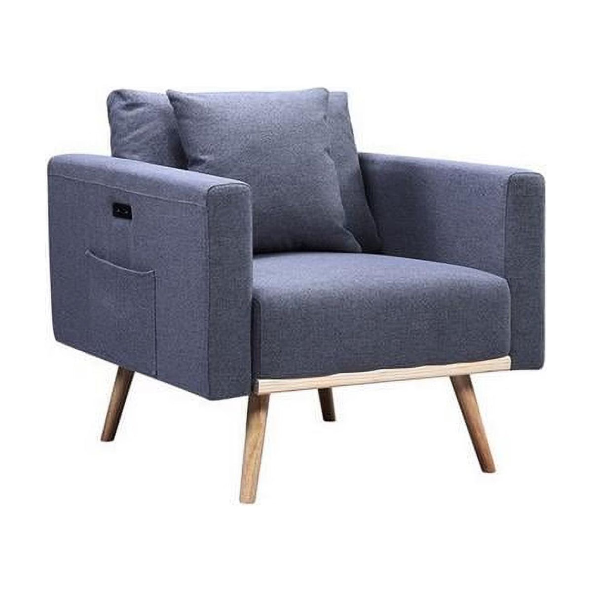 Dark Gray Modern Sofa Chair with USB Ports & Pocket T6636