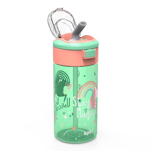 18 ounce Reusable Plastic Water Bottle with Push-button lid A60659