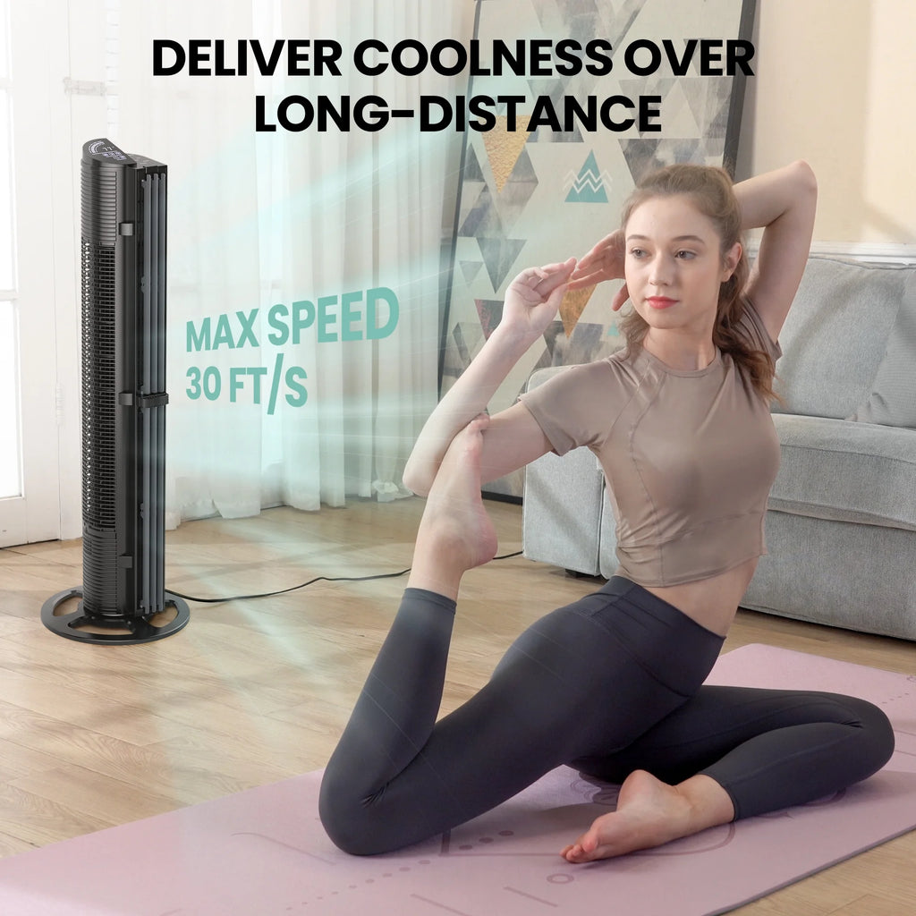 40in Tower Fan with Remote Control, 6 Speeds, 3 Wind Modes, Black R76867