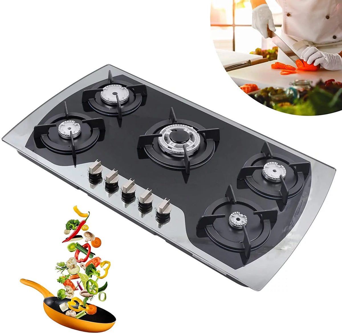 5 Burners Tempered Glass Gas Cooktop W31989