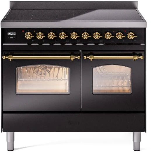 40 Induction Range with Electric Oven in Black with Brass Trim U80138