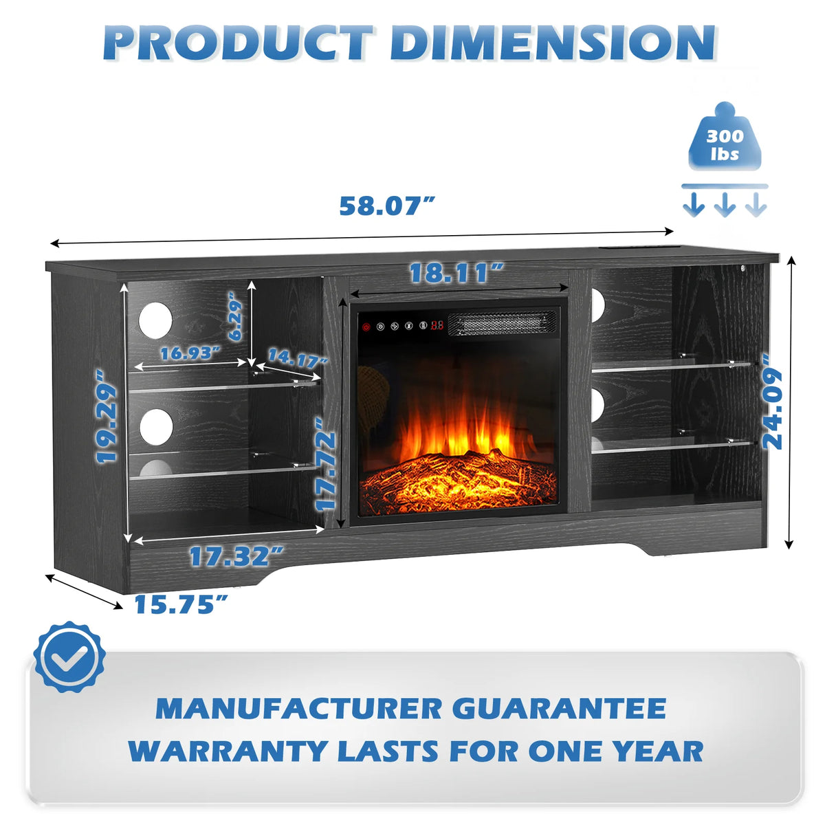 Fireplace TV Stand with 18'' Fireplace G8583