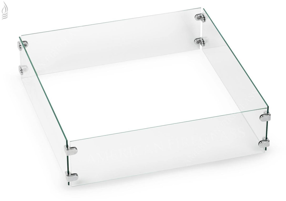 Square Fire Pit Glass Wind Guard Q241