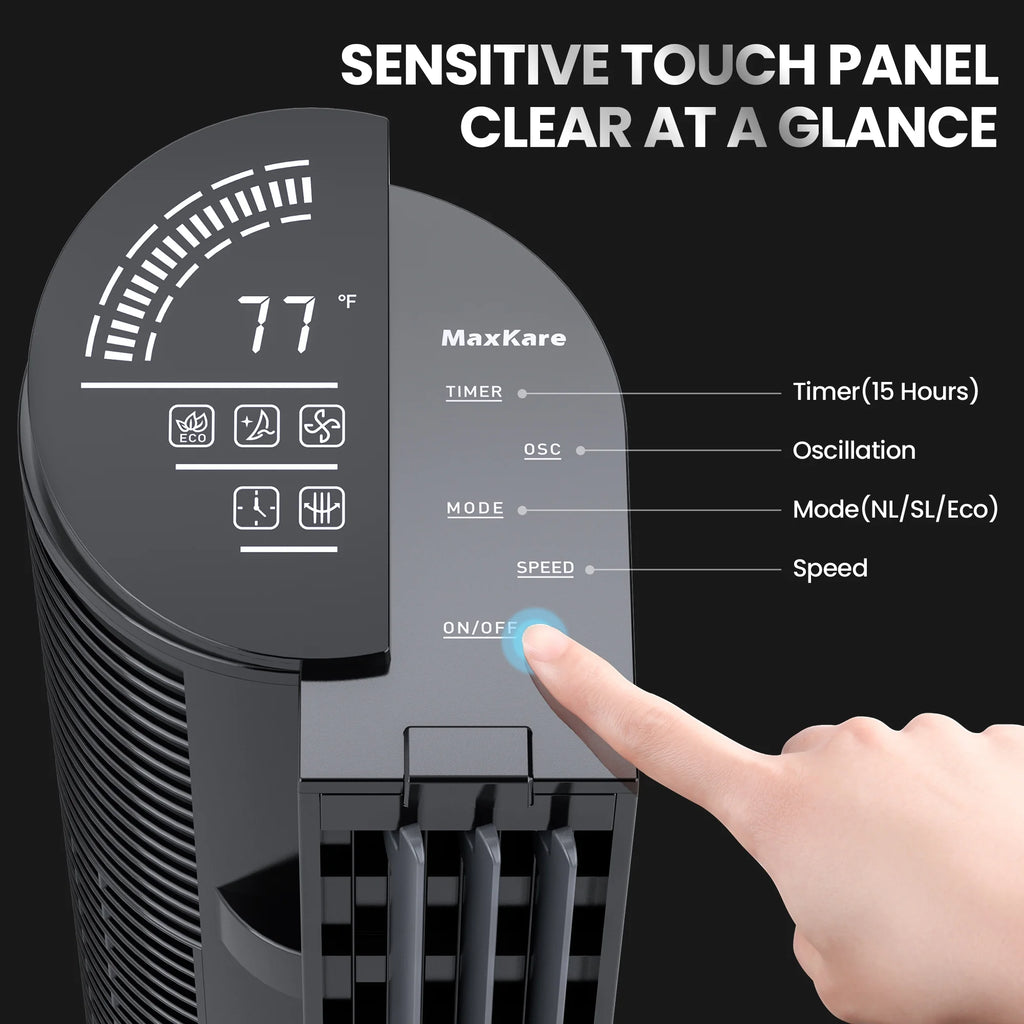 40in Tower Fan with Remote Control, 6 Speeds, 3 Wind Modes, Black R76867