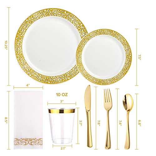 350 Ct Gold Plastic Dinnerware Set E24260