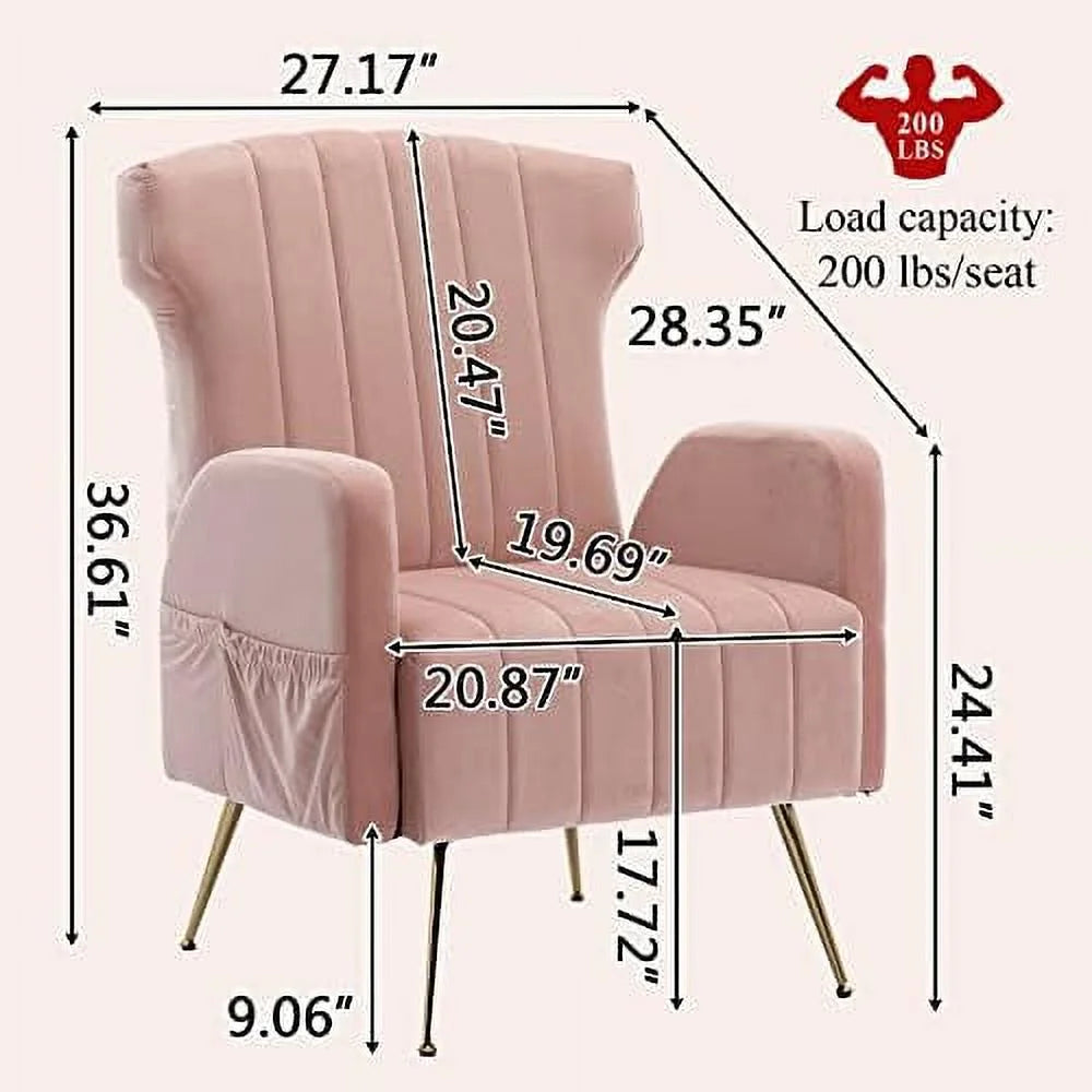 Emerald Velvet Wing Back Accent Chair with Metal Legs W196185