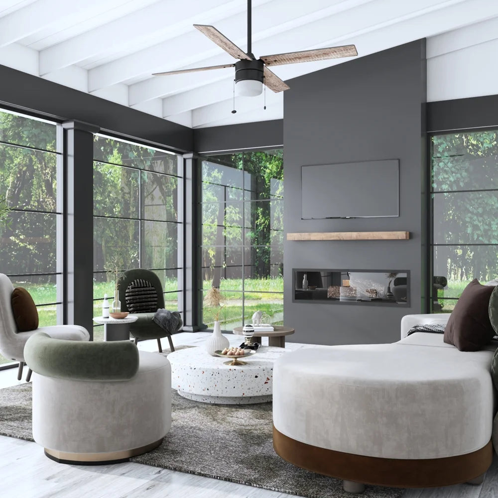 52" Matte Black Indoor Ceiling Fan with Light A496