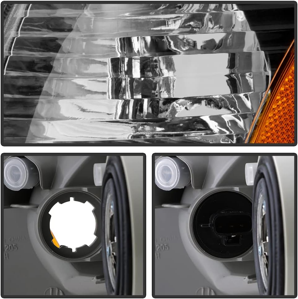 Black Housing Headlights Headlamps with Corner Signal Lamps Pair Set C700697