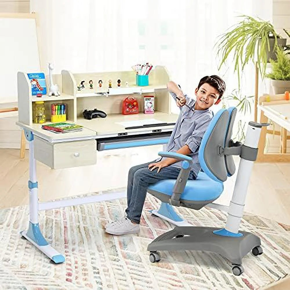 Adjustable Height Ergonomic Computer Chair with Casters and Footrest (Blue) B921