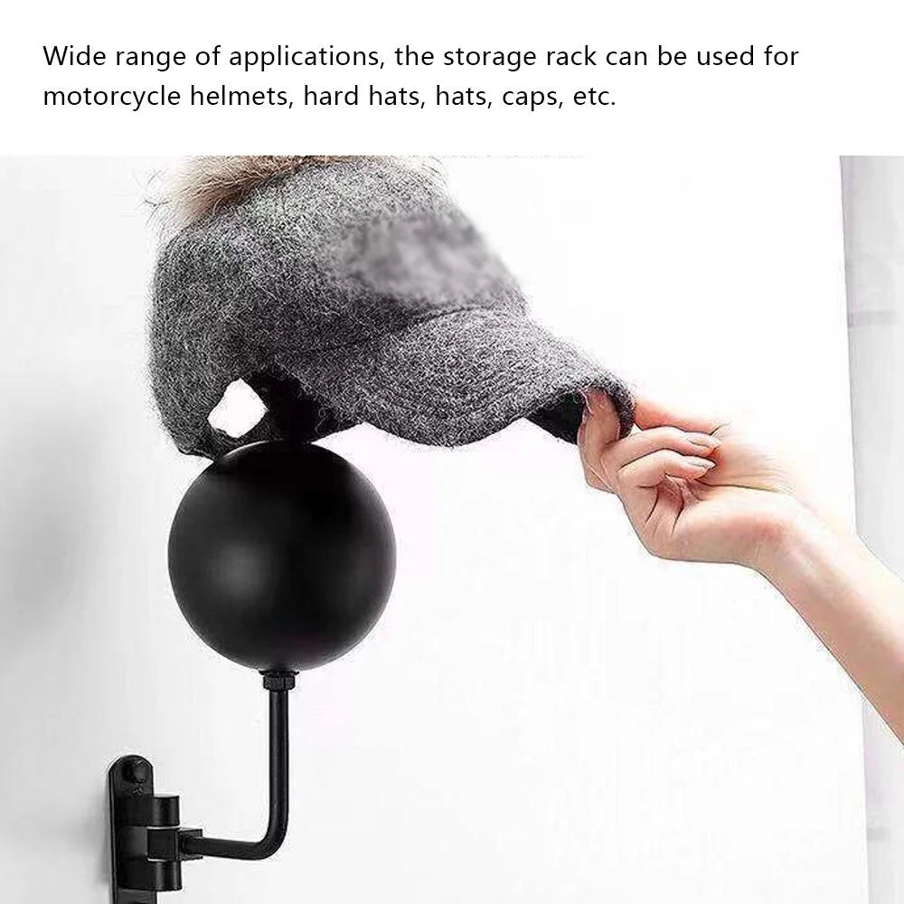 180° Rotation Metal Helmet Rack Wall Mounted with 2 Hooks Q860819