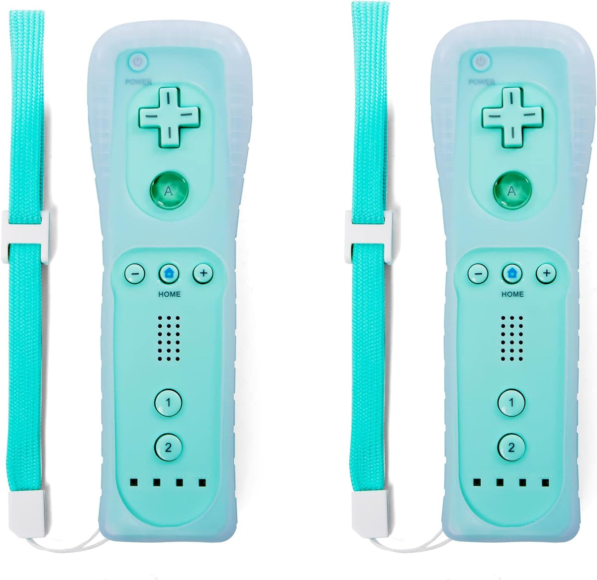 Light Blue Wii Remote Controller 2 Pack with Silicone Case and Wrist Strap Z2043