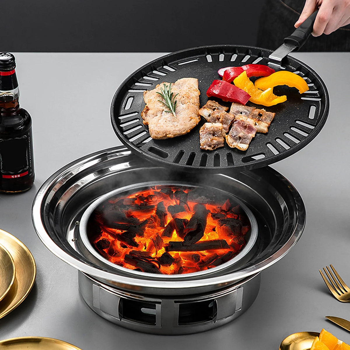 Portable Stainless Steel Charcoal Grill S3684