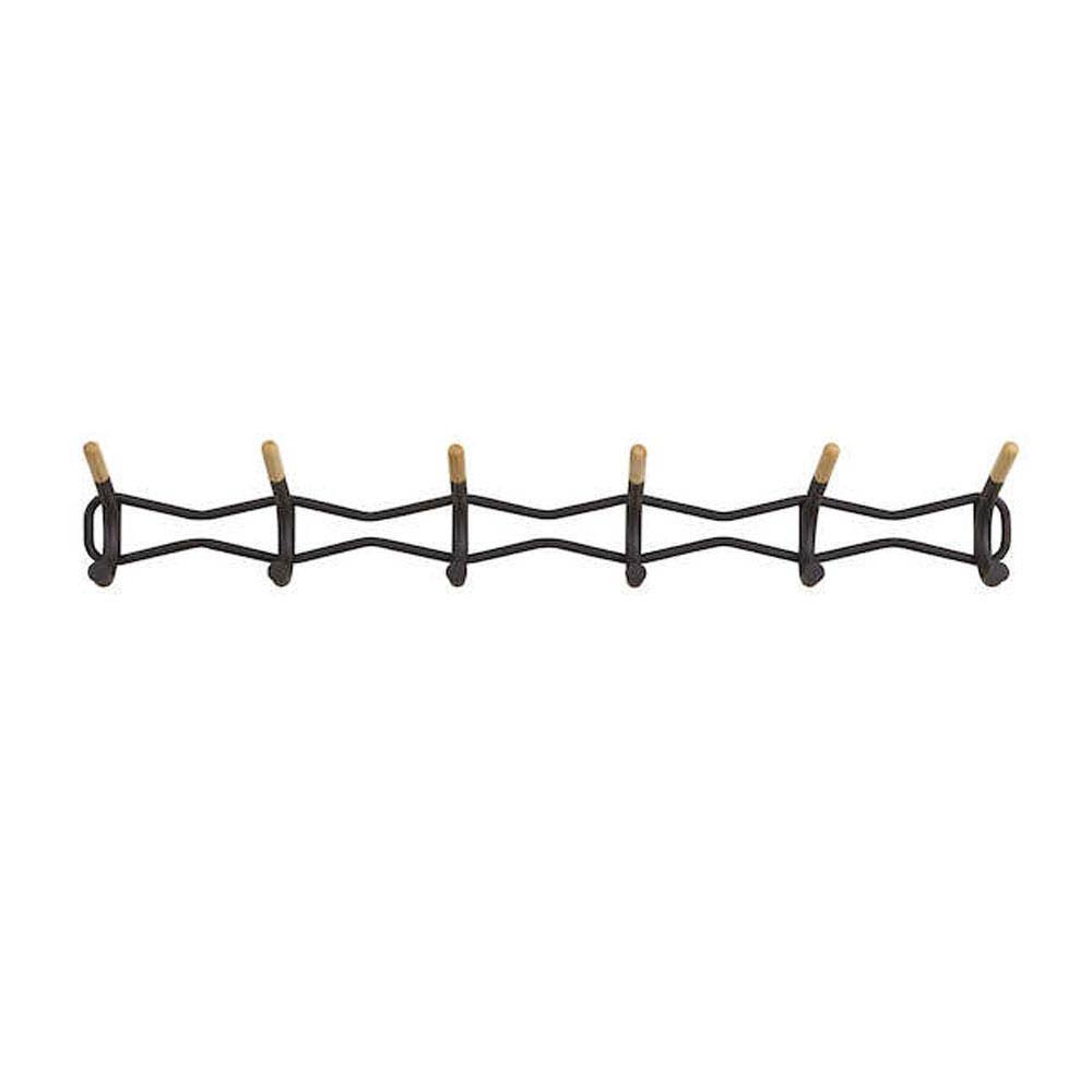 6 Hook Black Coat Wall Rack D395