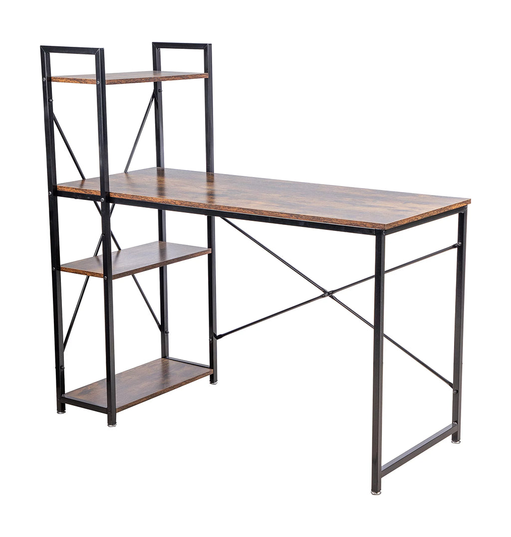 Black 47-inch Metal Computer Desk with 4-Tier Storage Shelves H170854