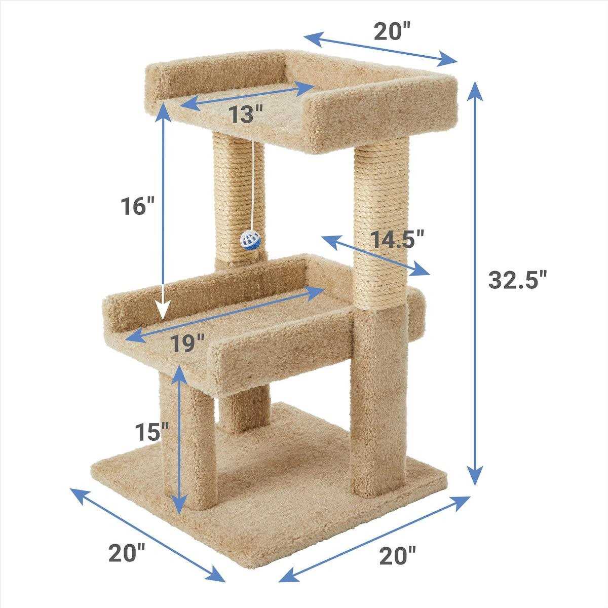 32-in Wooden Cat Tree with Toy B84808