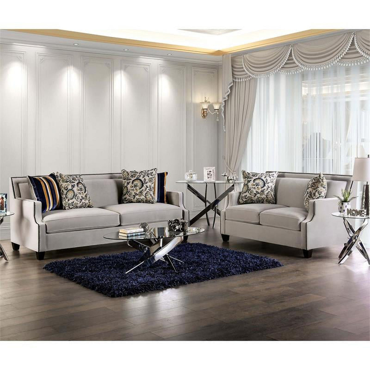Light Gray 2-Piece Fabric Sofa Set Q3256