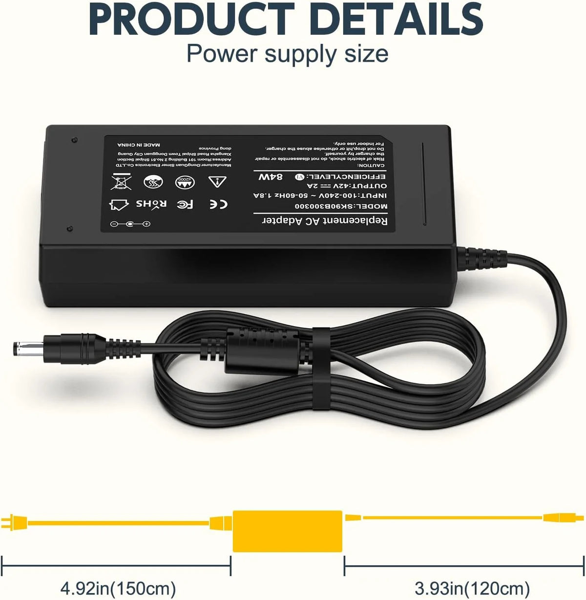 42V Charger for Swagtron Swagcycle EB Series Electric Bike H470