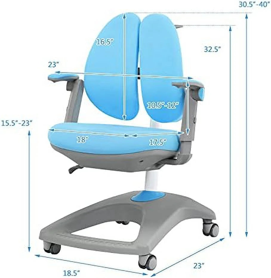 Adjustable Height Ergonomic Computer Chair with Casters and Footrest (Blue) B921