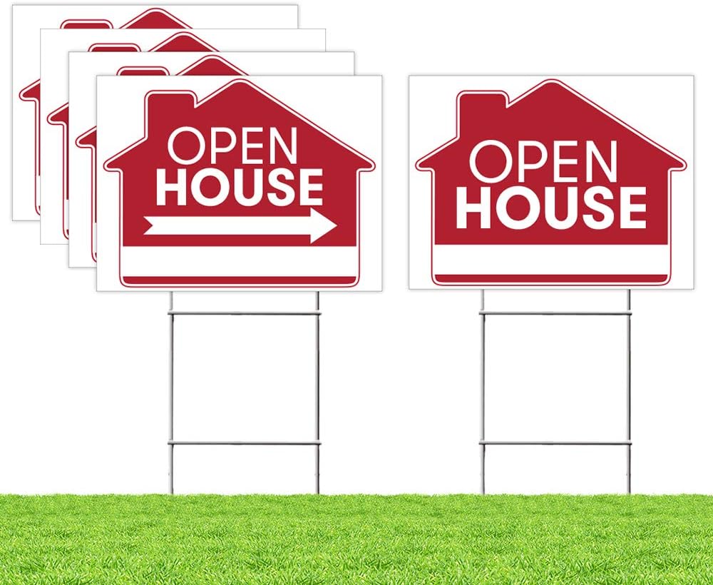 Red Double Sided Property Yard Sign Bulk Pack of 2 with H Wire Stakes N729