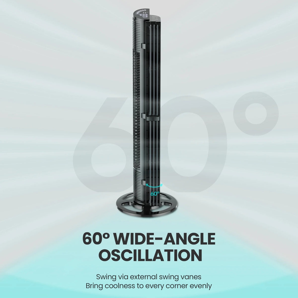 40in Tower Fan with Remote Control, 6 Speeds, 3 Wind Modes, Black R76867