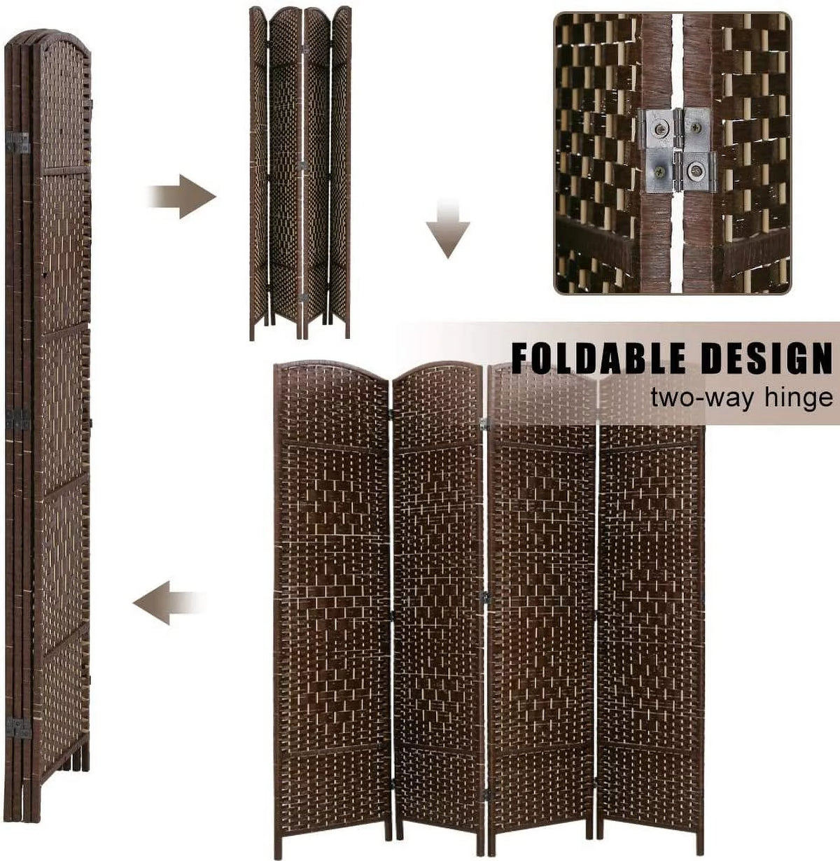 Brown 4 Panel Wood Room Divider Screen X765696