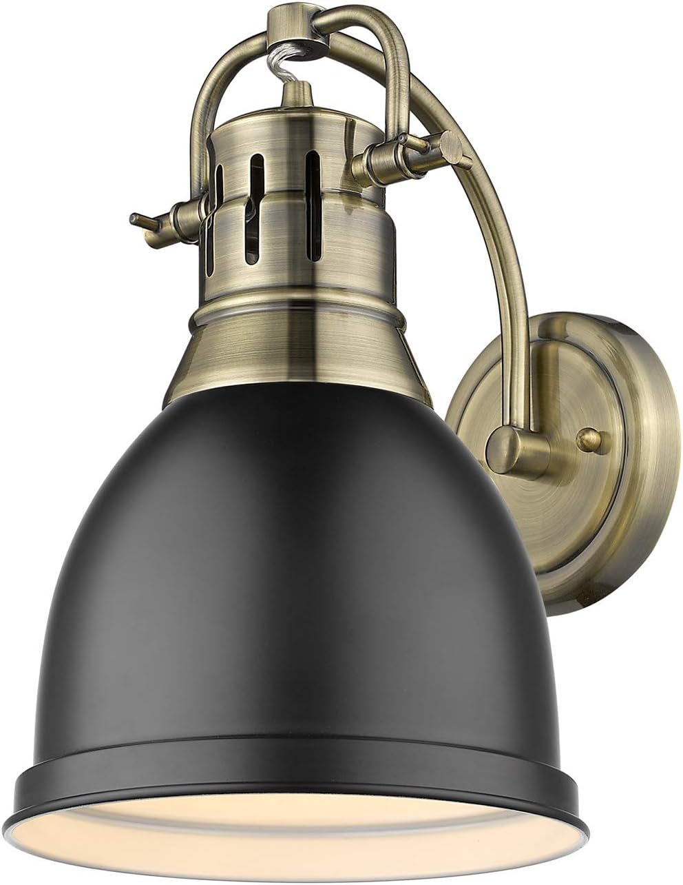 Aged Brass Sconce with Matte Black Shade B60813