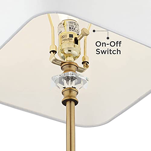 Traditional Buffet Table Lamp 29 1/2" Tall Gold Column Clear Crystal Glass White Fabric Shade R21144