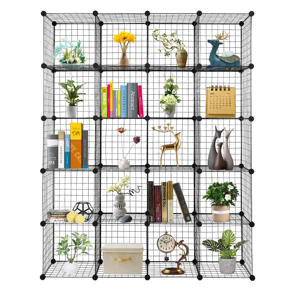 Black 20-Cube Wire Storage Shelving Unit L3036