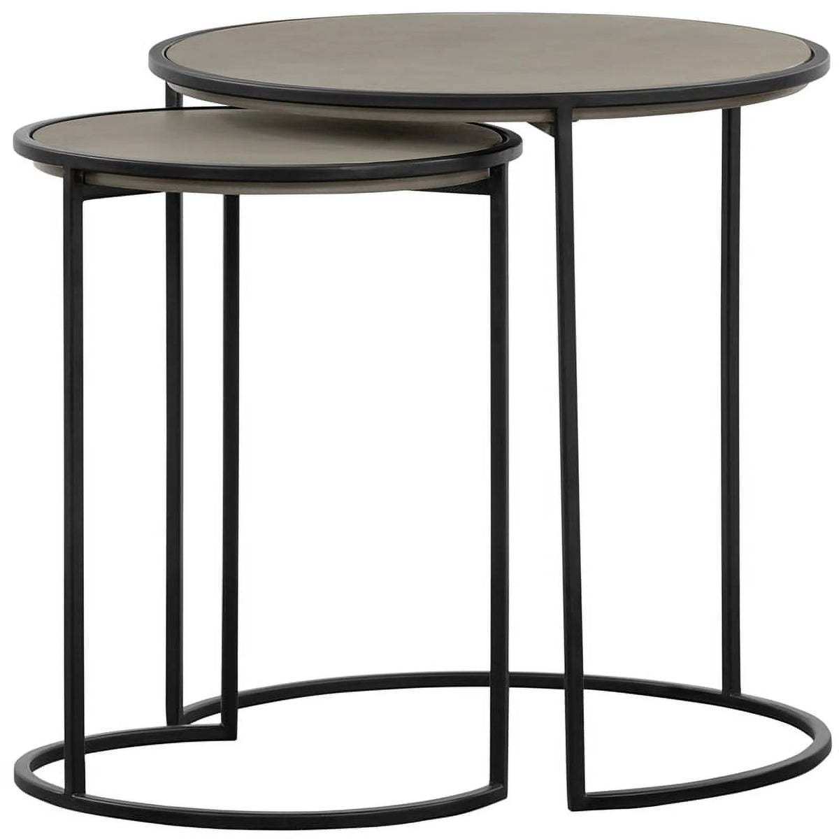 Black 2-Piece Metal Nesting End Table Set J881916