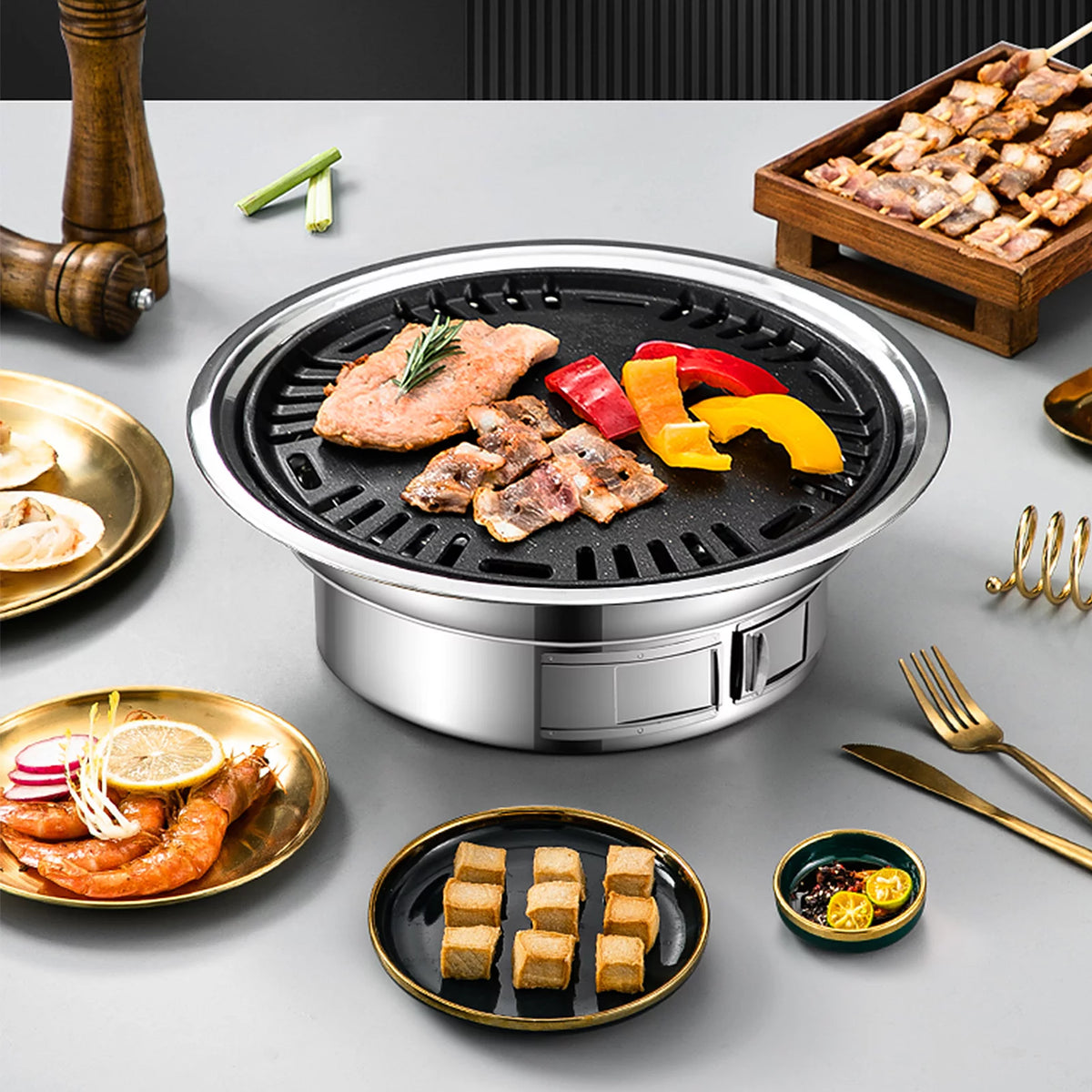 Portable Stainless Steel Charcoal Grill S3684
