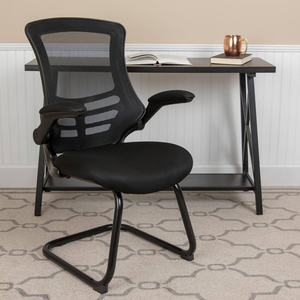 Black Mesh Sled Side Chair L132430