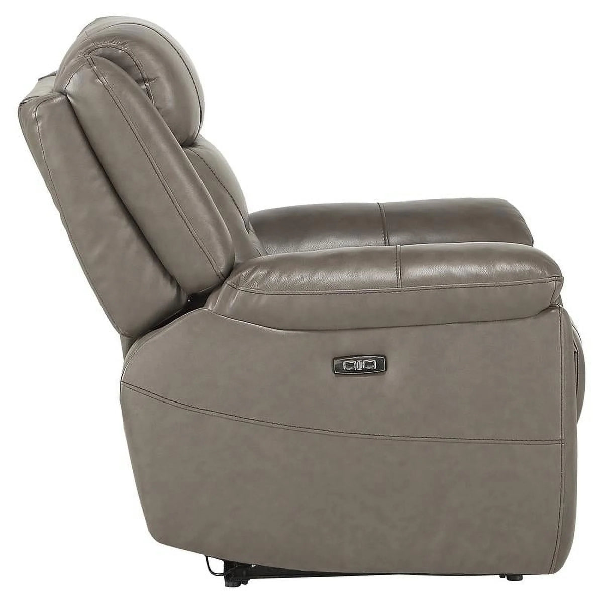 Brown Gray Italian Top Grain Leather Power Reclining Chair V337568
